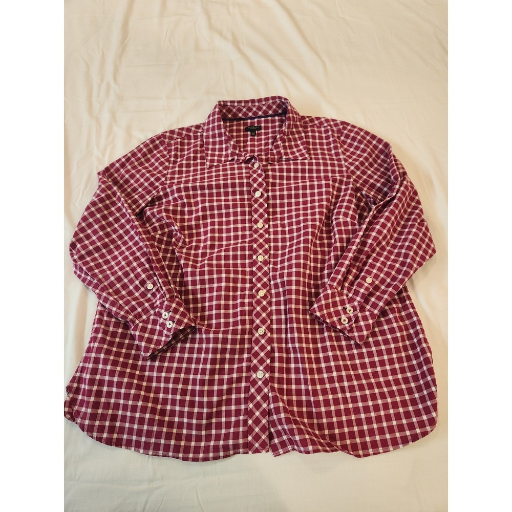 Talbots Women's Hot Pink Gingham Plaid Button-down Shirt Size 2XL Petite Casual - Picture 9 of 12